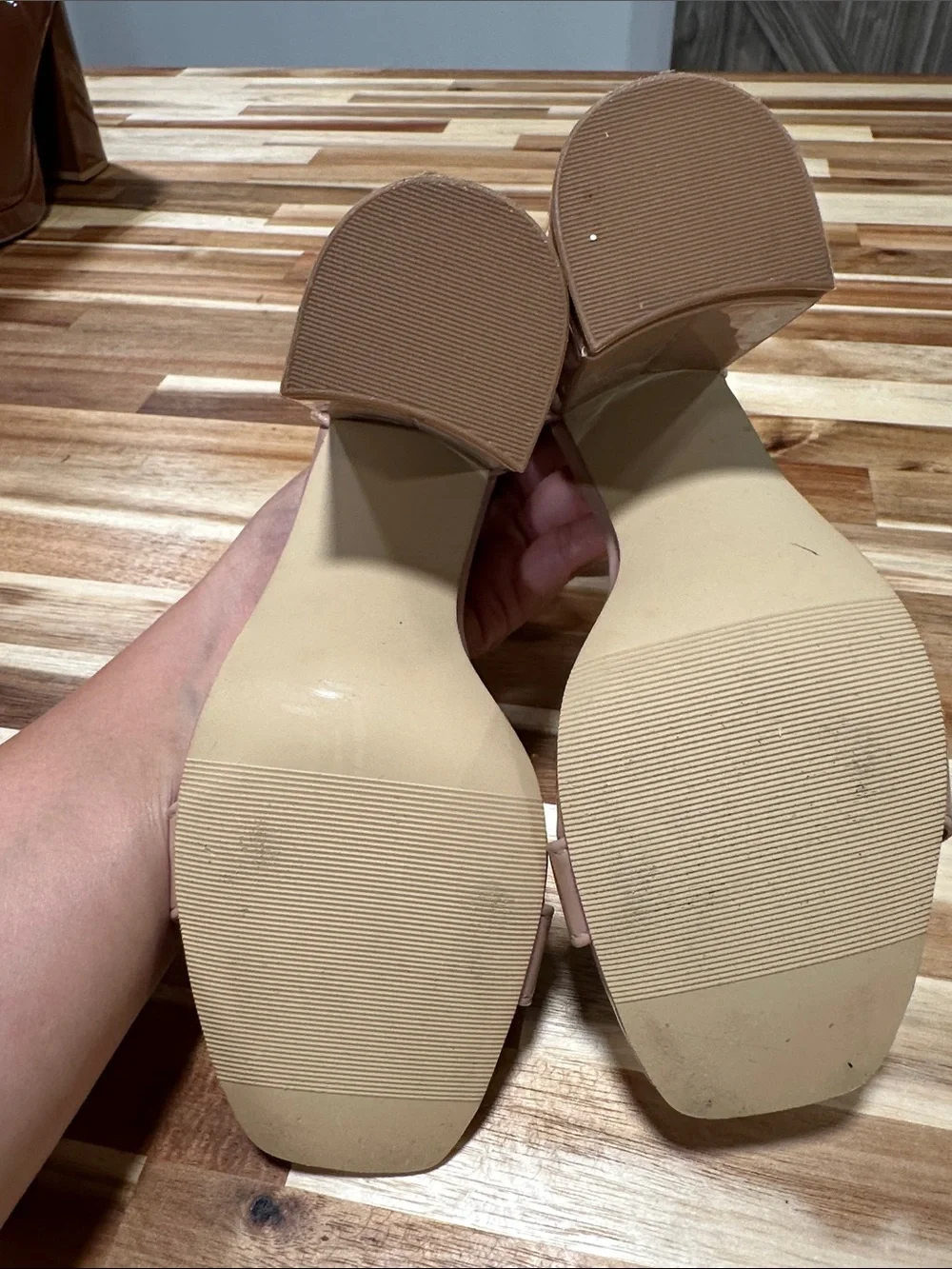 Madden Girl Blush Patent Block Heel Sandals with Ankle Strap 469